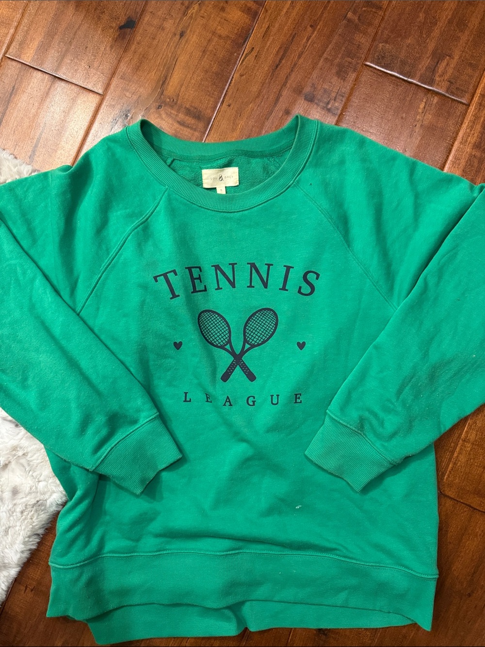 Green 'TENNIS LEAGUE' Sweatshirt with Racket Graphic